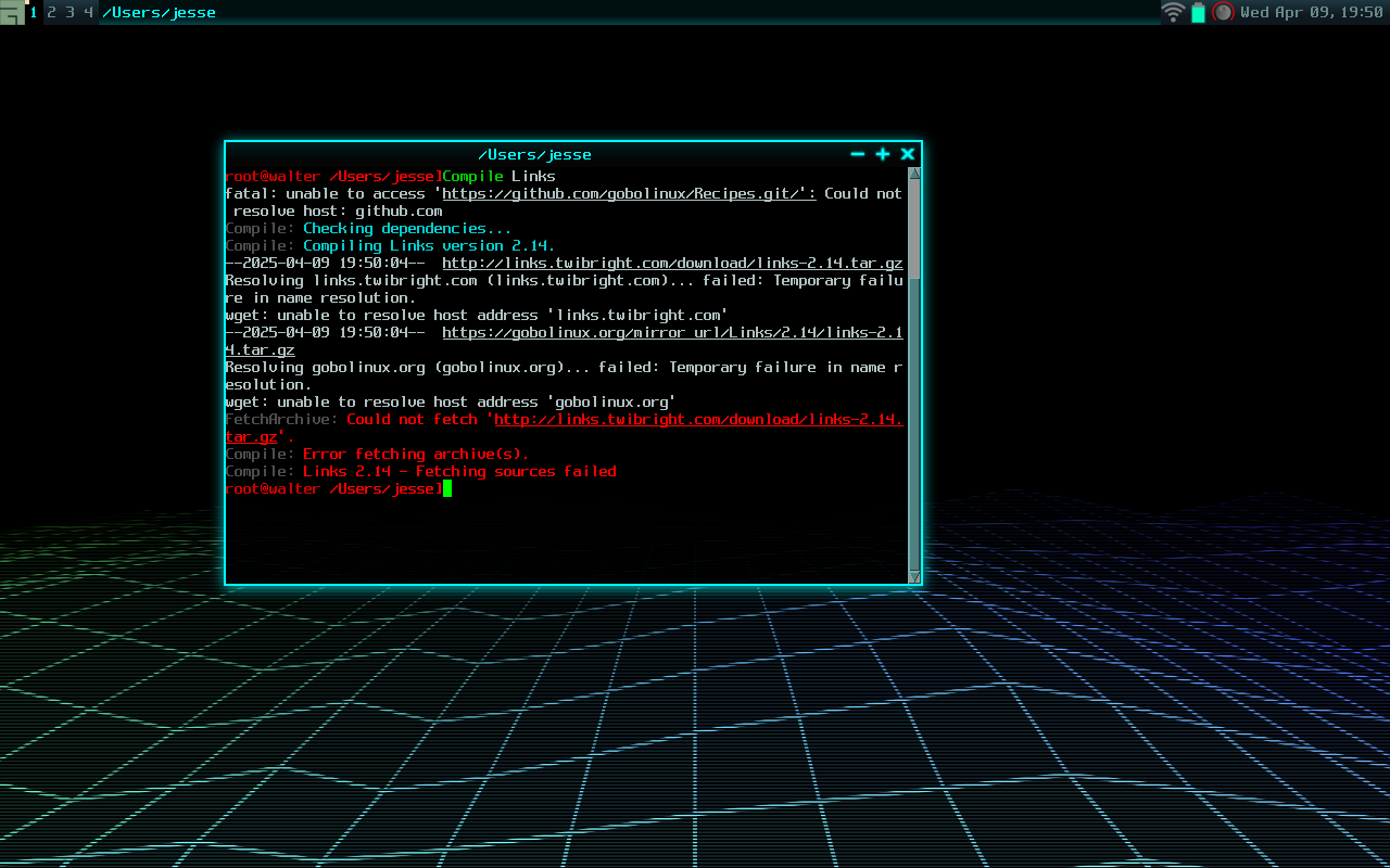 GoboLinux desktop screenshot: 017.01 compile