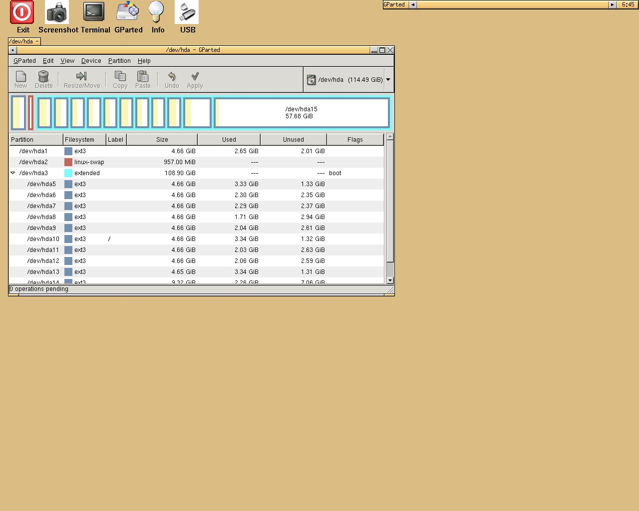 GParted desktop screenshot: 0.3.4 8
