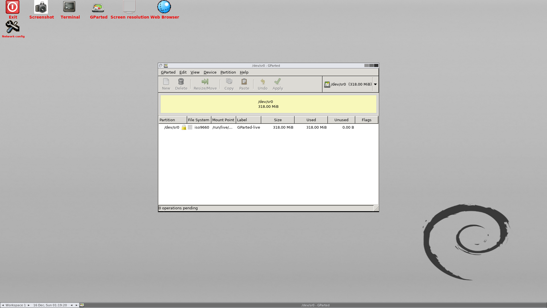 GParted desktop screenshot: 0.33.0 1
