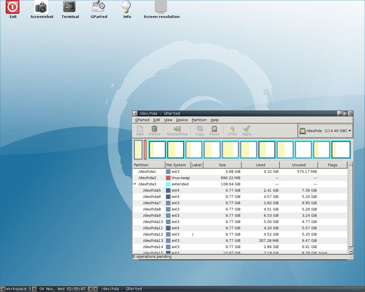 GParted desktop screenshot: 0.4.8 1