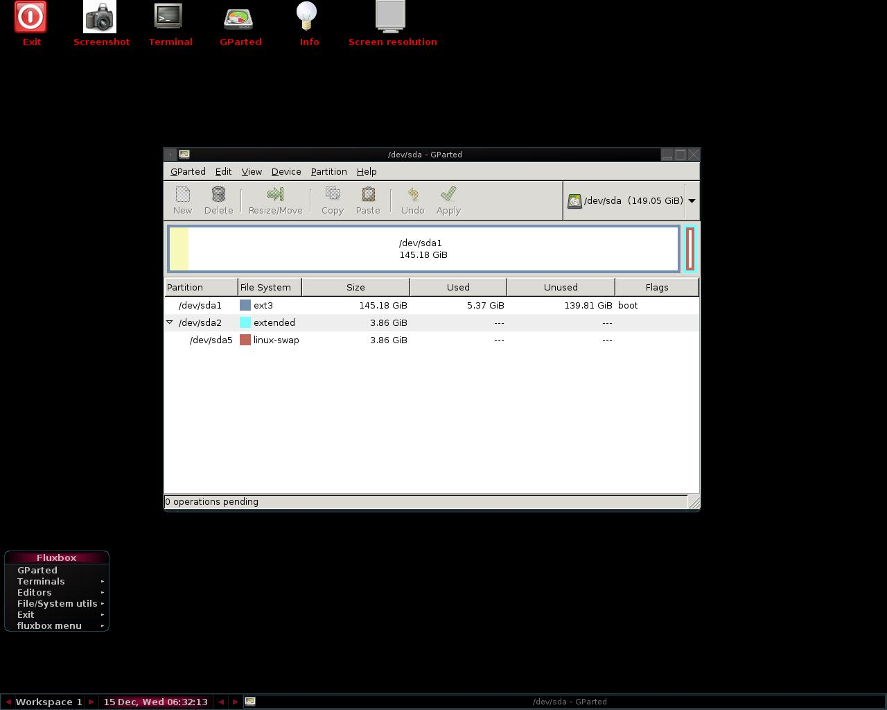 GParted desktop screenshot: 0.7.1 1