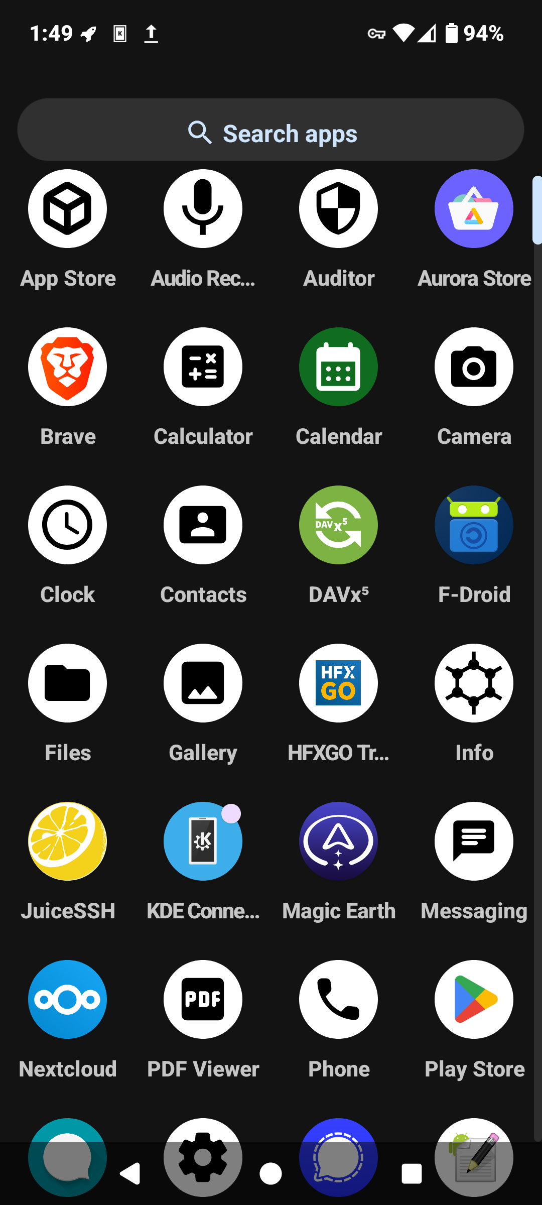 GrapheneOS desktop screenshot: 2025030300 drawer