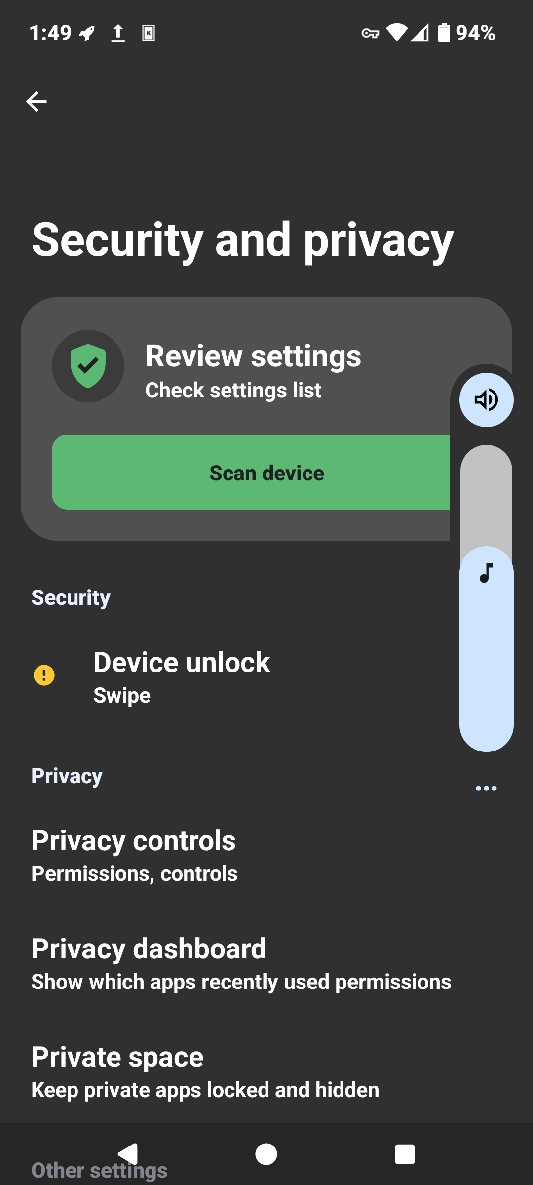 GrapheneOS desktop screenshot: 2025030300 security