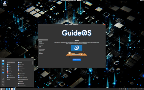 GuideOS desktop screenshot: Distribution overview