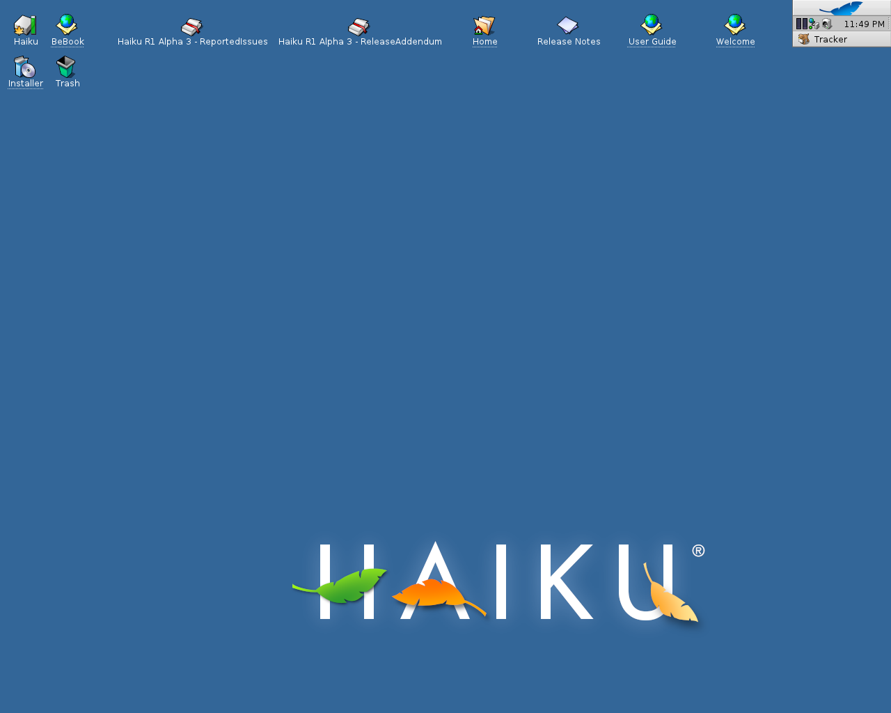 Haiku desktop screenshot: r1 alpha3