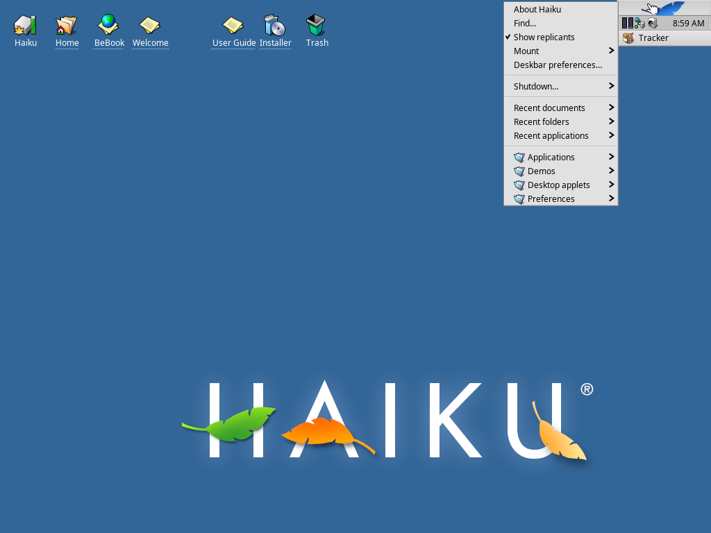 Haiku desktop screenshot: r1 beta1