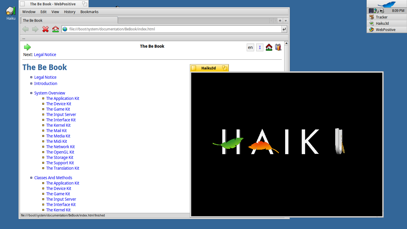 Haiku desktop screenshot: r1 beta2 demo