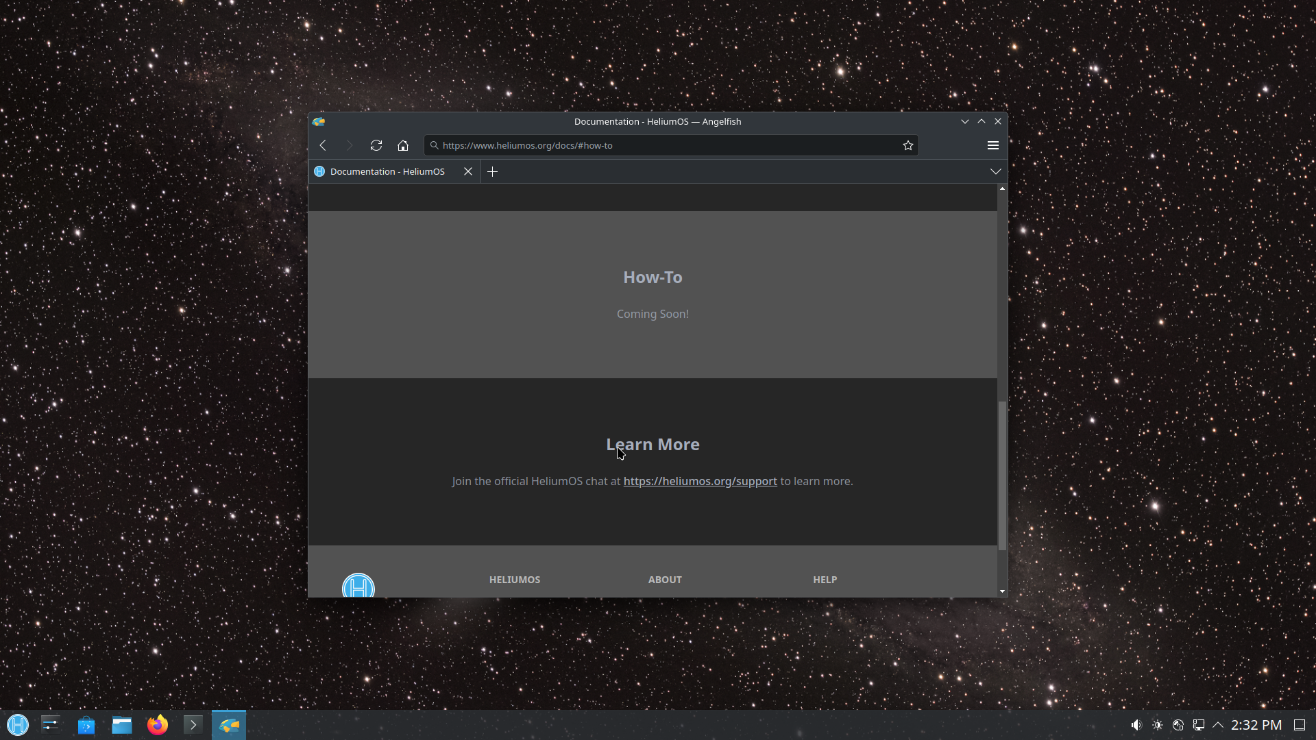 HeliumOS desktop screenshot: 10.0 angelfish