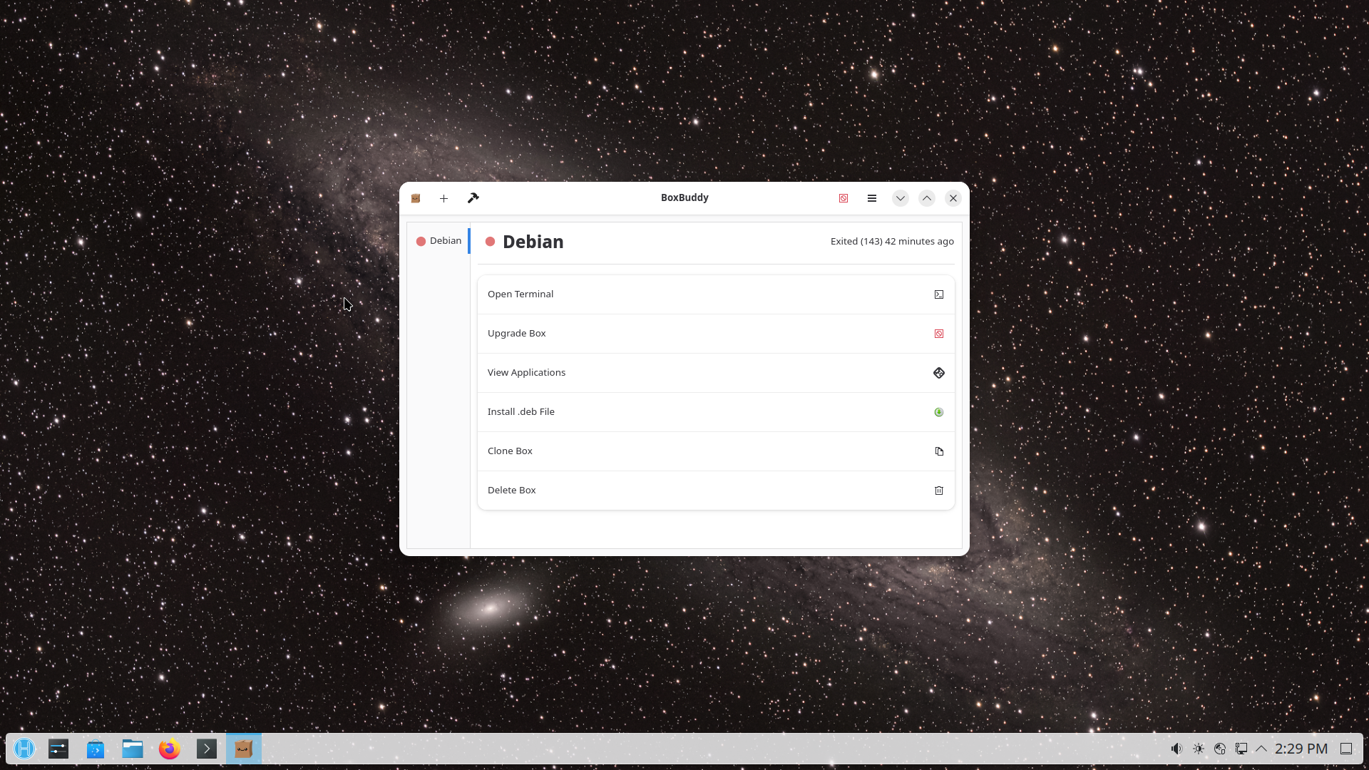 HeliumOS desktop screenshot: 10.0 boxbuddy