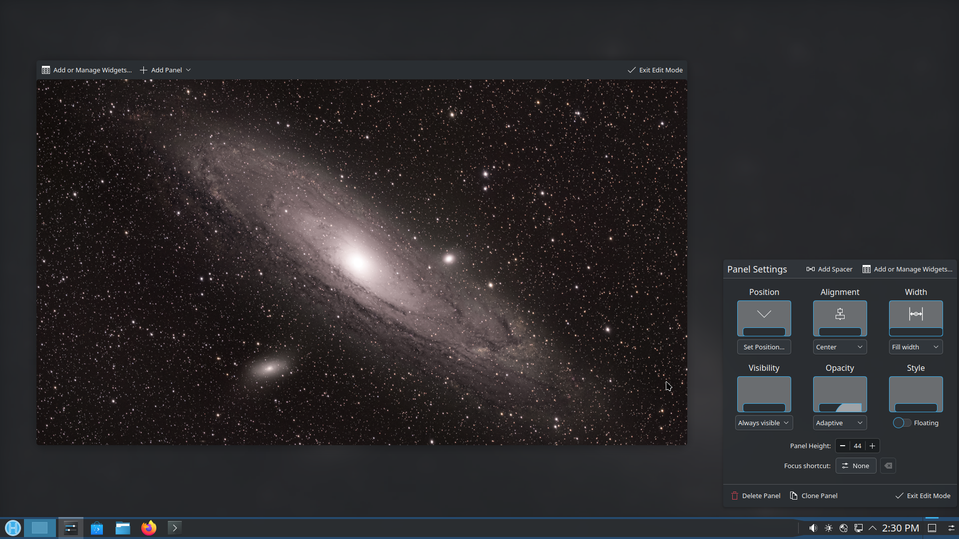 HeliumOS desktop screenshot: 10.0 panel
