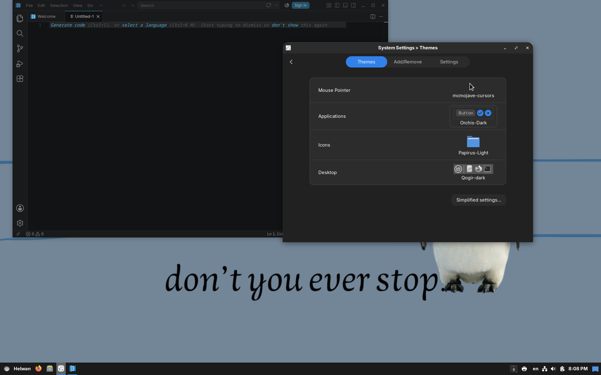 Helwan desktop screenshot: 5.0 dark