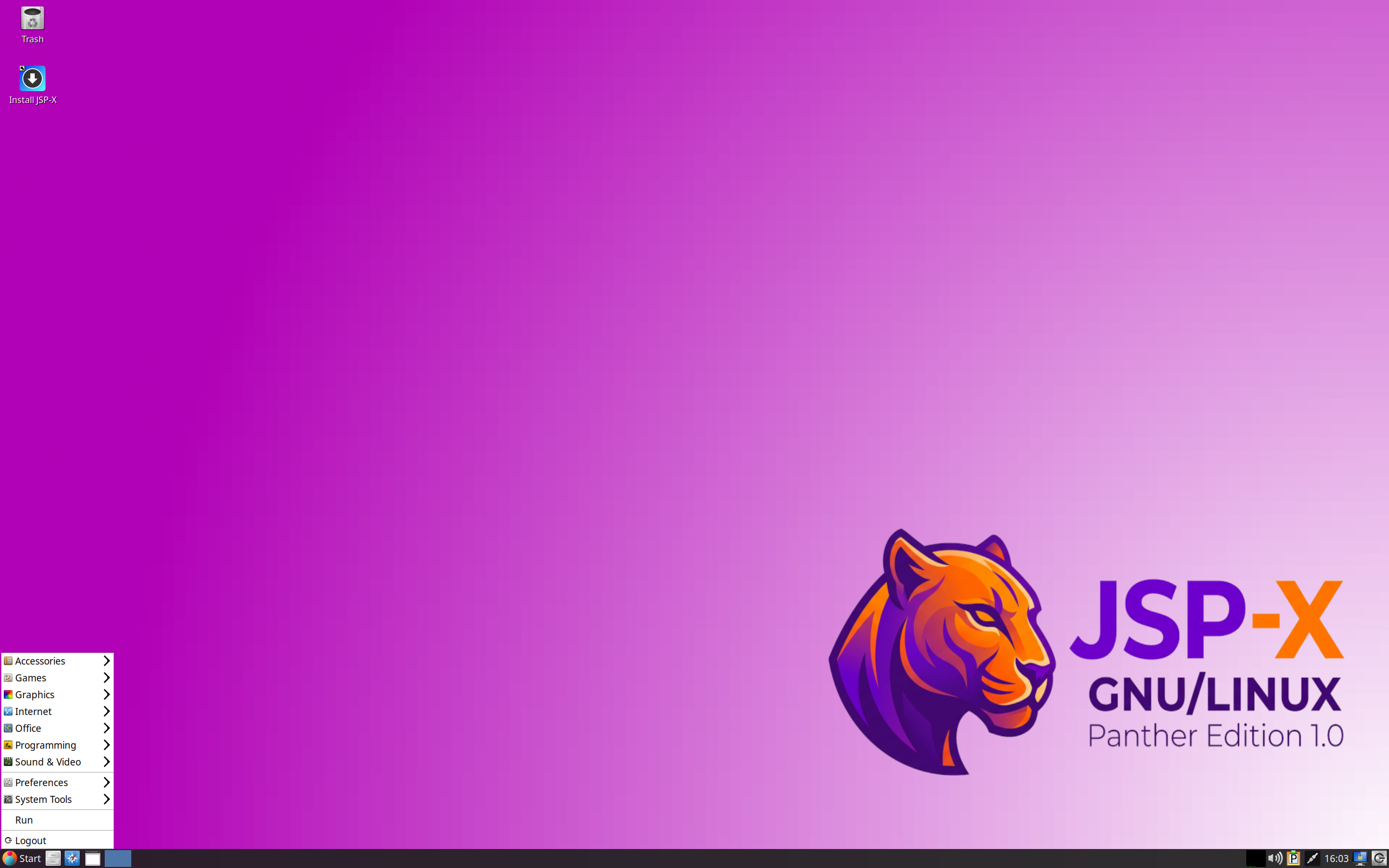 JSP-Educa desktop screenshot: 1.0 panther lxde