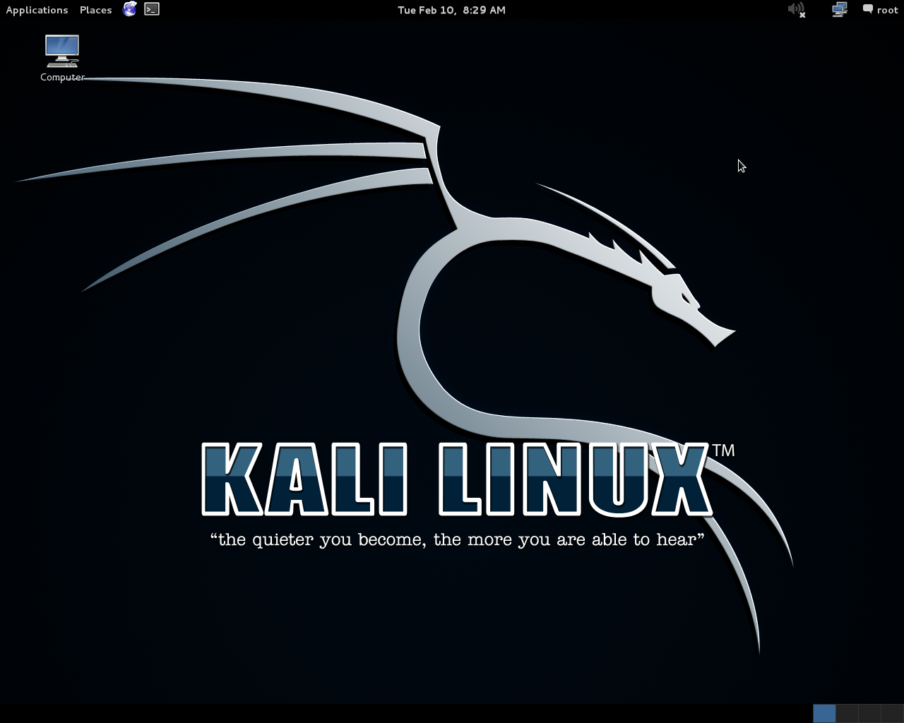 Kali desktop screenshot: 1.1.0