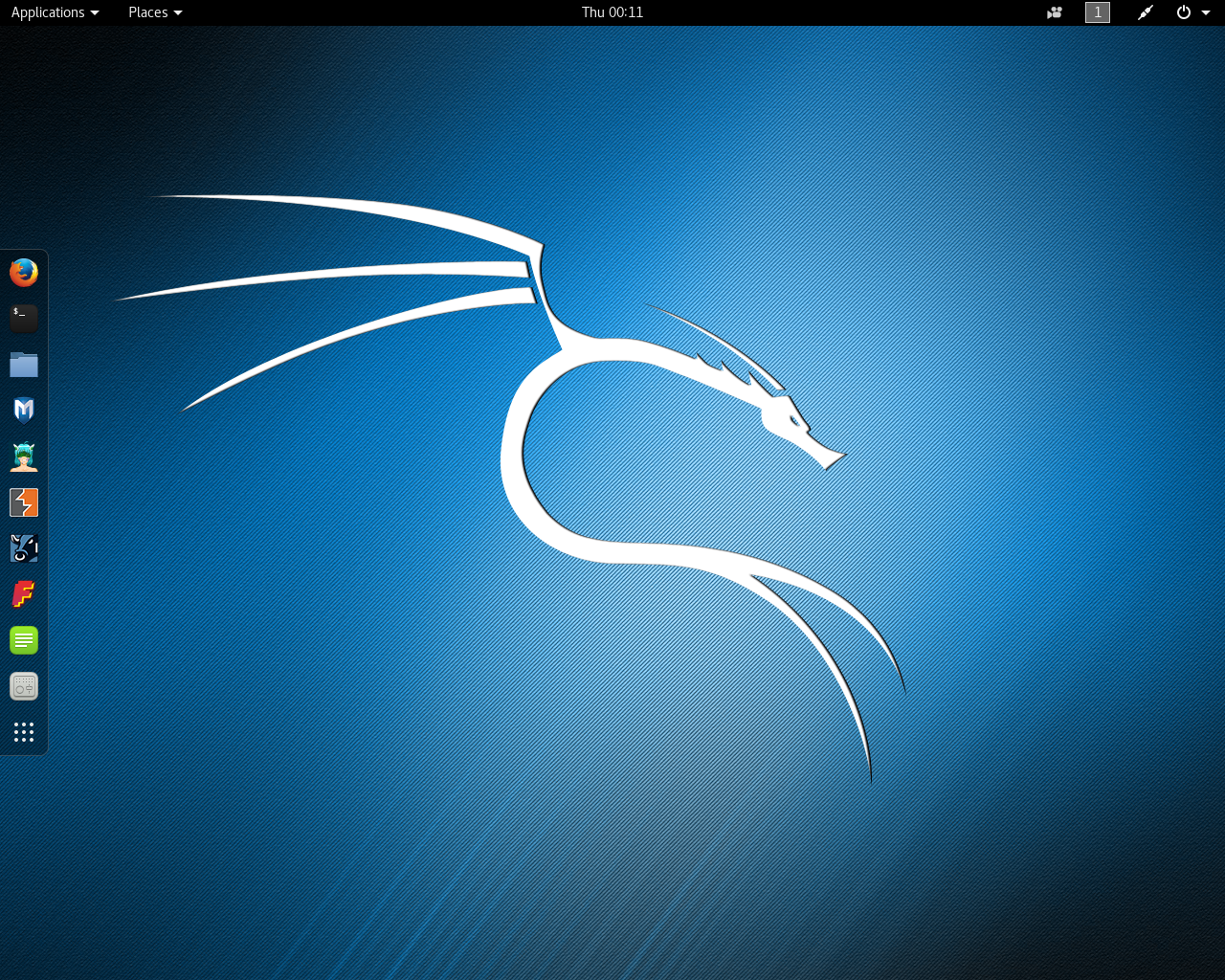 Kali desktop screenshot: 2016.2
