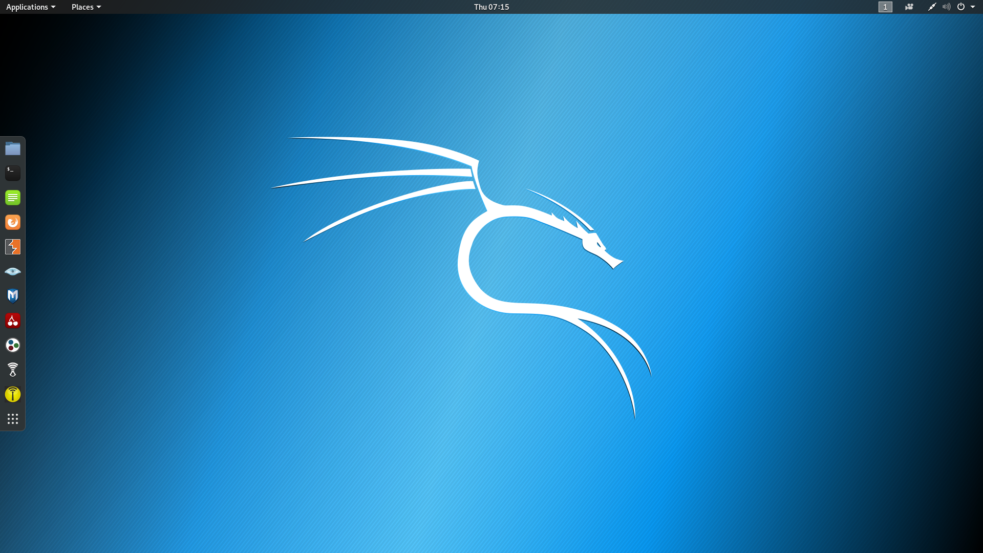 Kali desktop screenshot: 2019.2