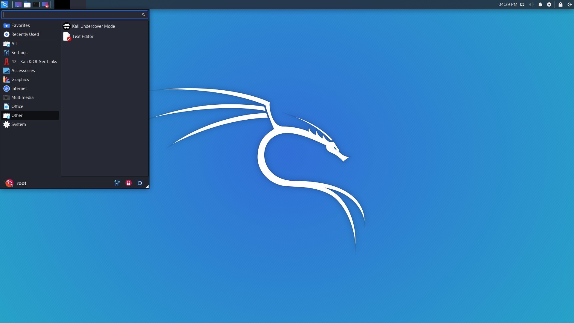 Kali desktop screenshot: 2019.4