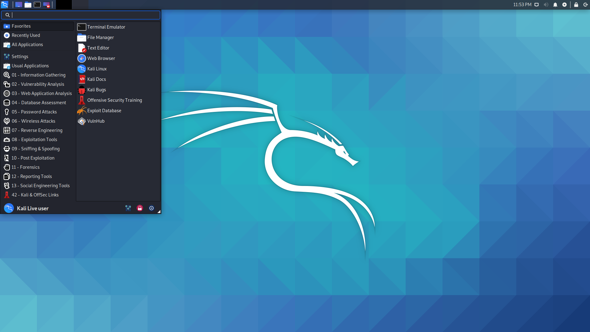 Kali desktop screenshot: 2020.2