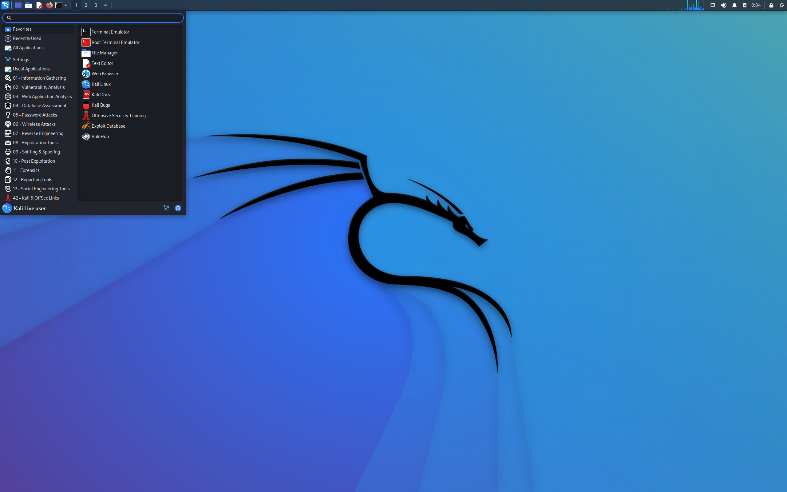 Kali desktop screenshot: 2022.1