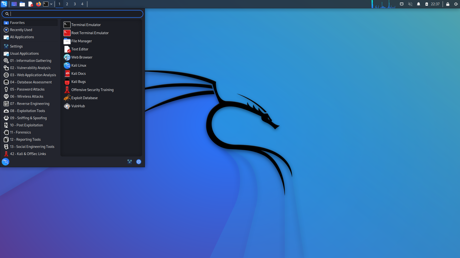 Kali desktop screenshot: 2022.4