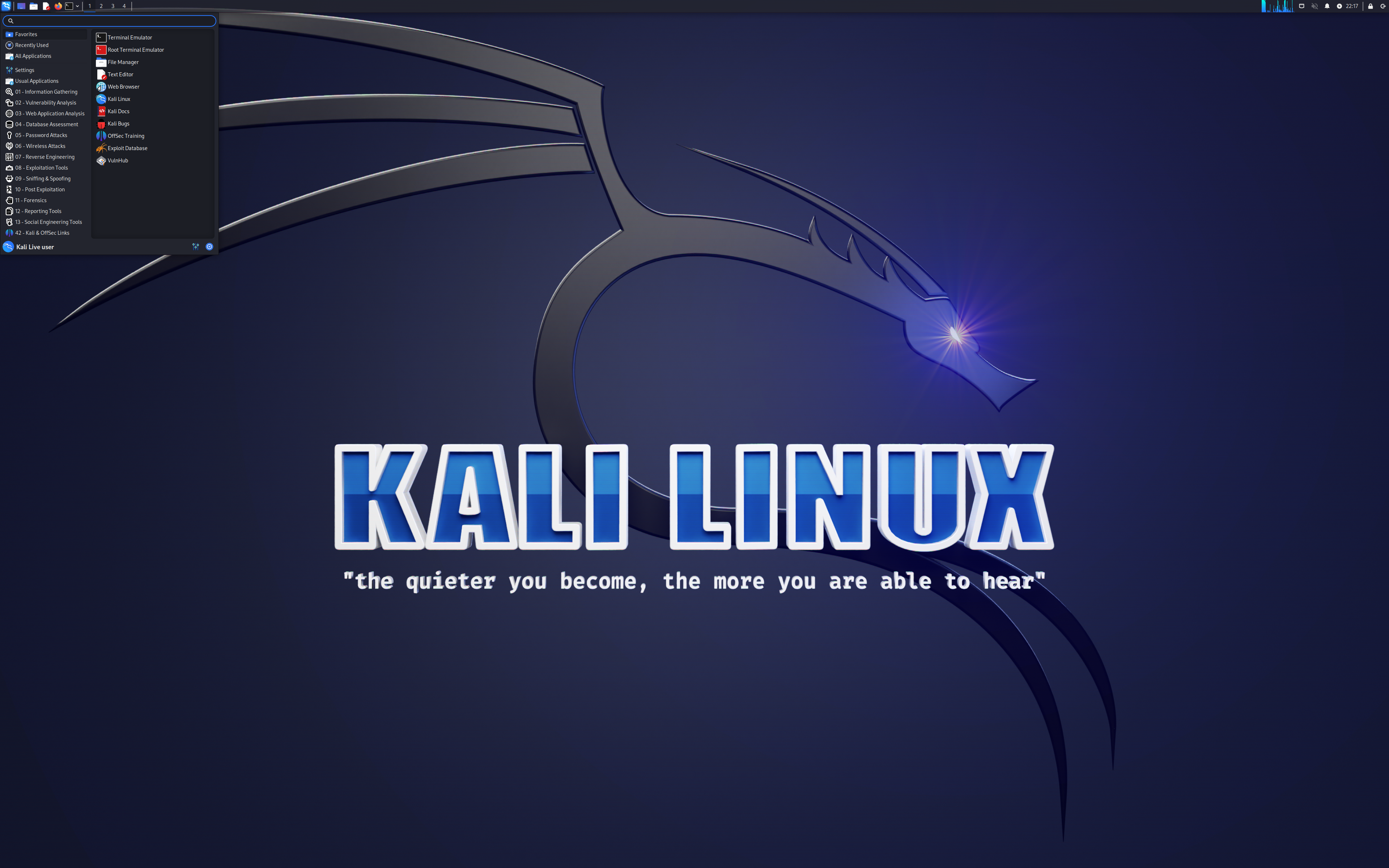 Kali desktop screenshot: 2023.1
