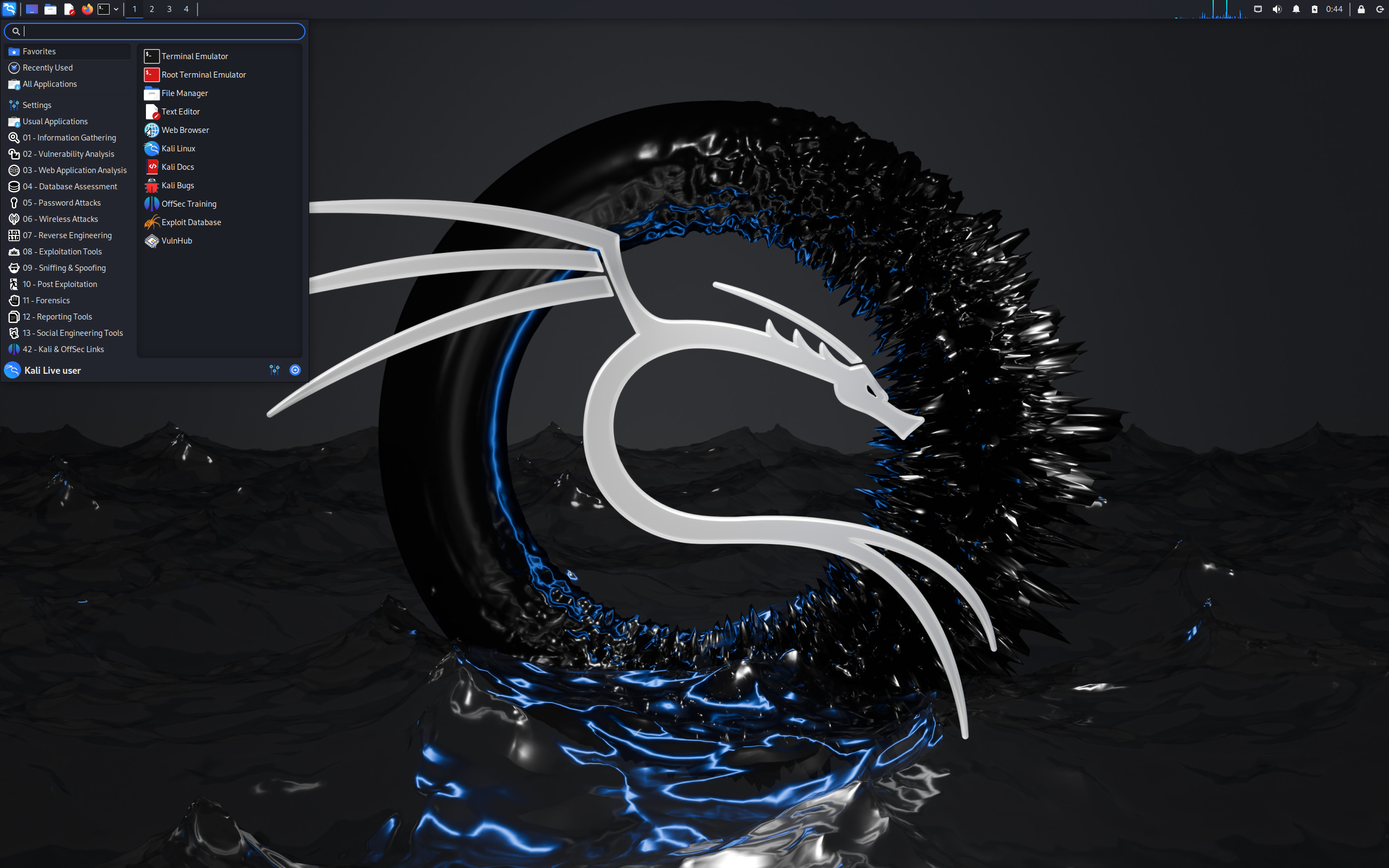 Kali desktop screenshot: 2024.1