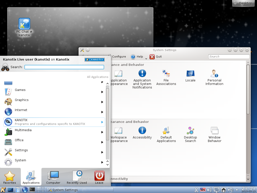 KANOTIX desktop screenshot: 2013 desktop