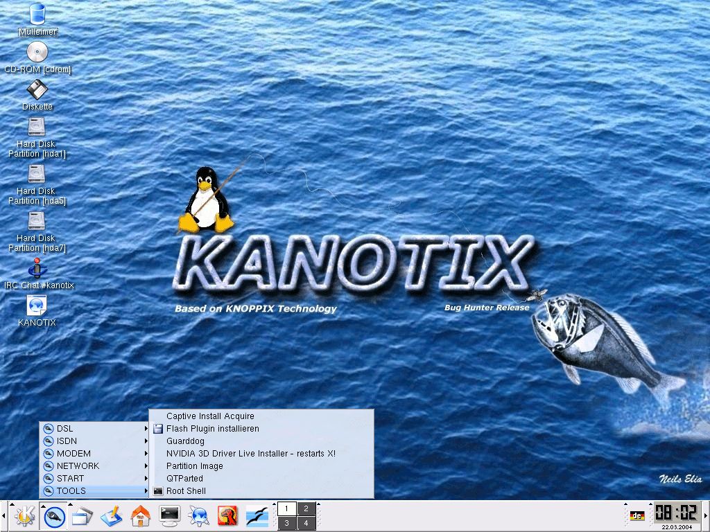 KANOTIX desktop screenshot: distrowatch