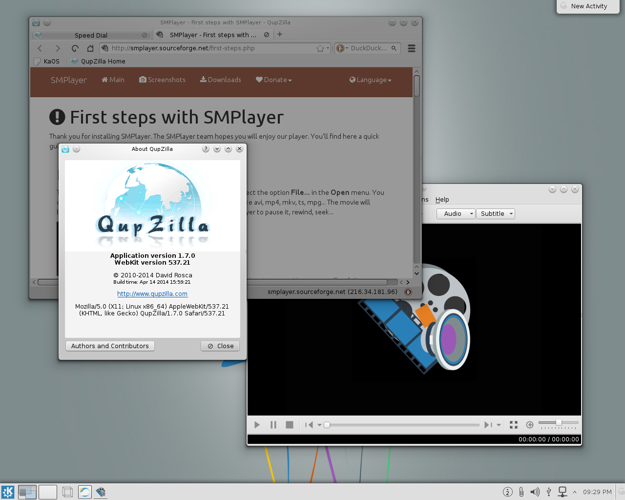 KaOS desktop screenshot: 2014.04 apps
