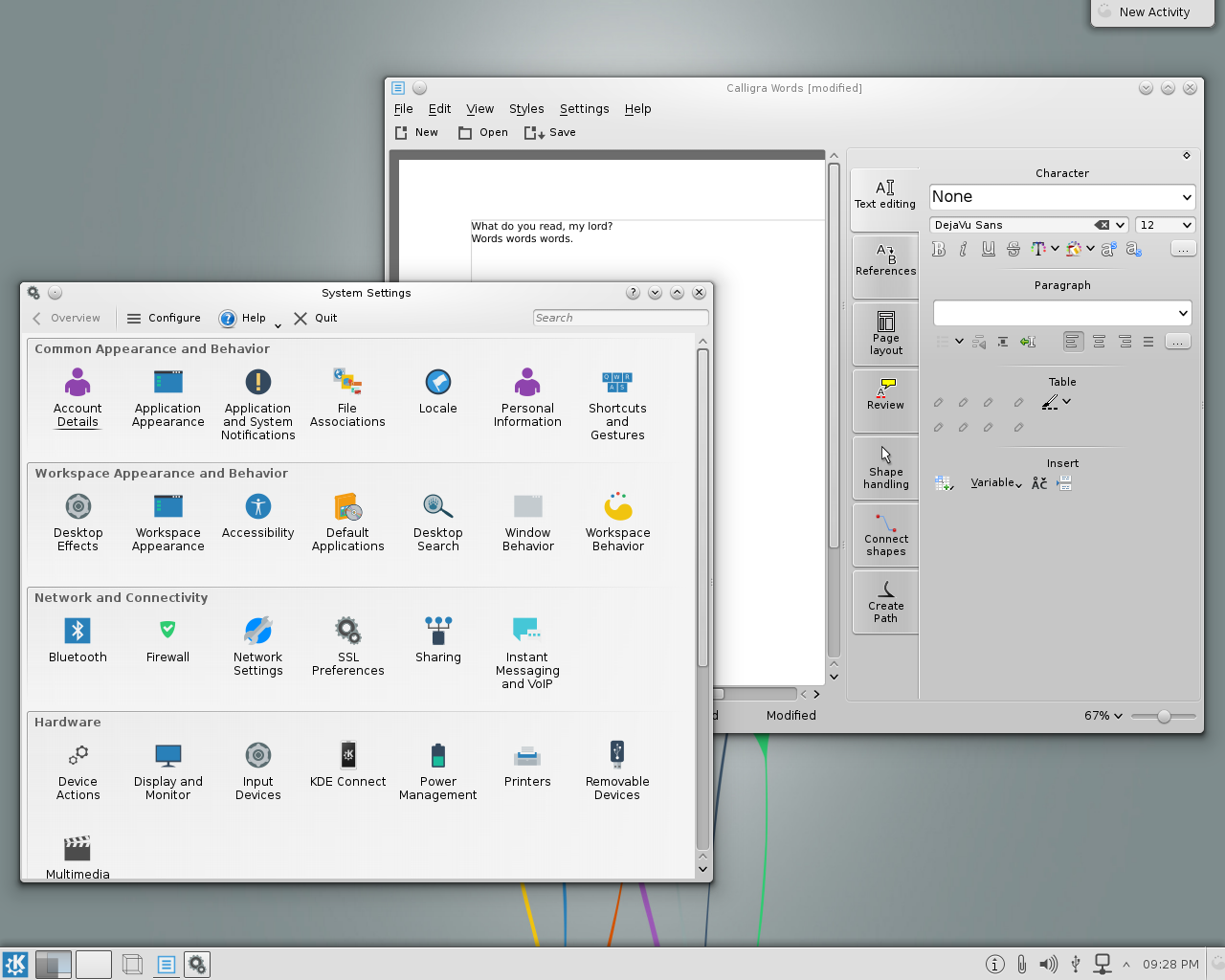 KaOS desktop screenshot: 2014.04 settings