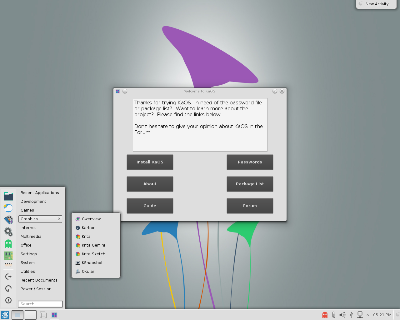 KaOS desktop screenshot: 2014.11 desktop