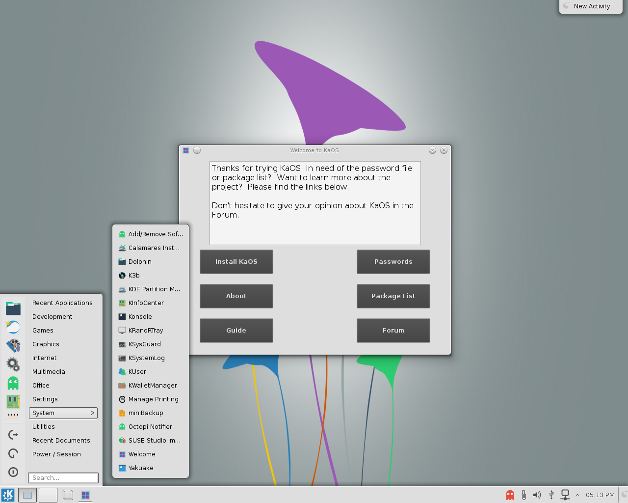 KaOS desktop screenshot: 2014.12 desktop