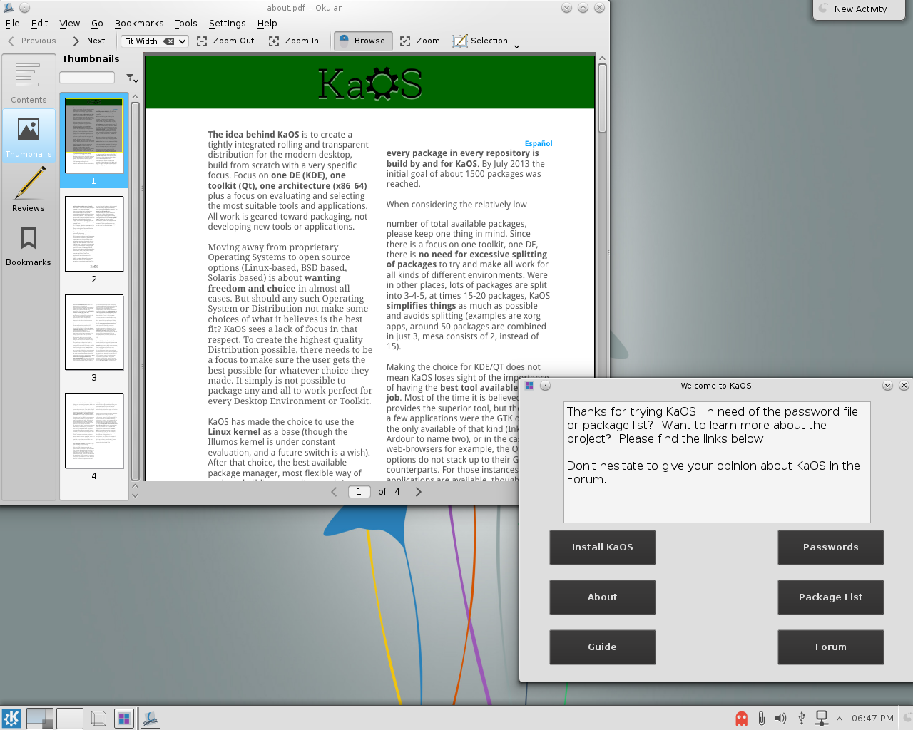 KaOS desktop screenshot: 2014.12 guide