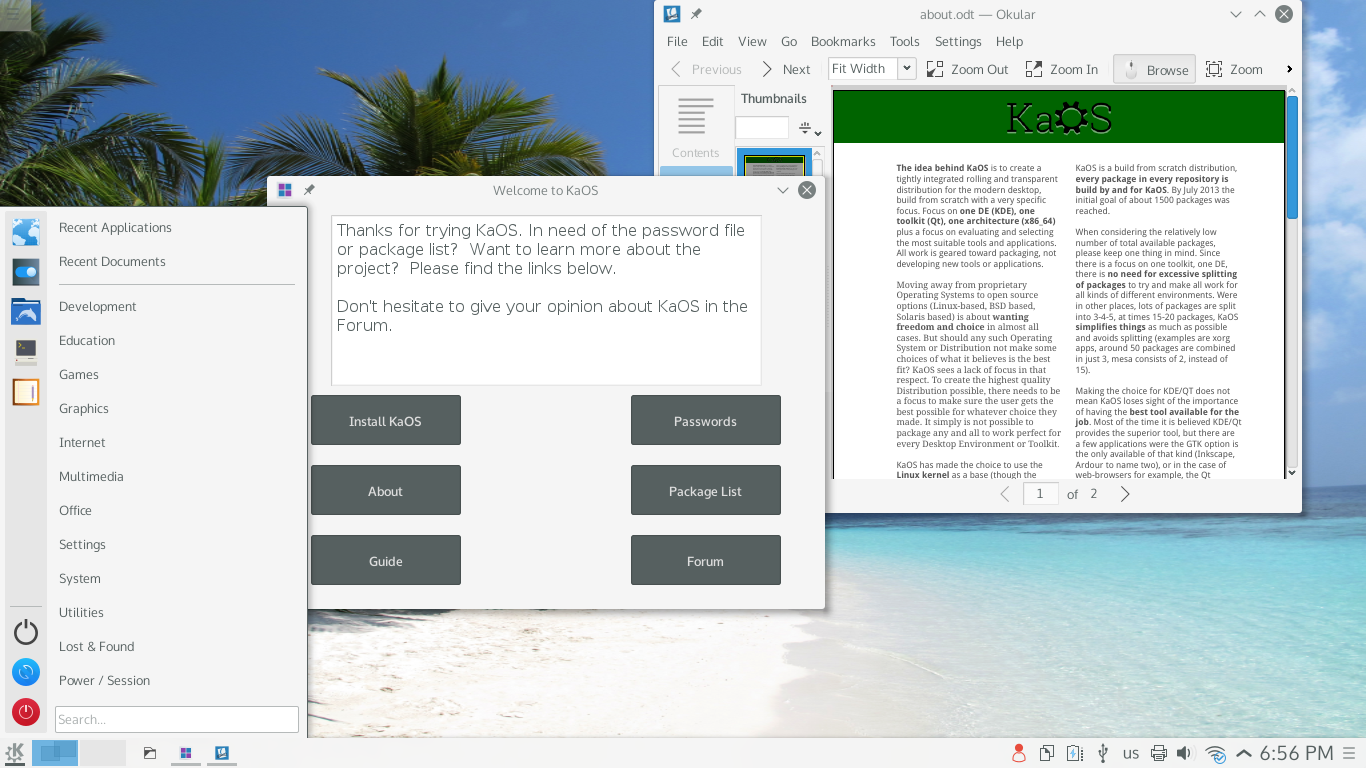 KaOS desktop screenshot: 2015.08
