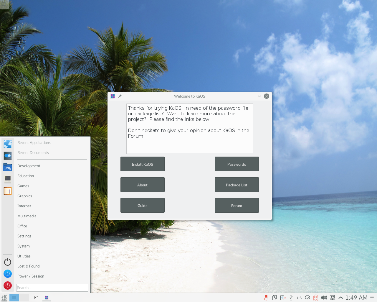 KaOS desktop screenshot: 2015.10