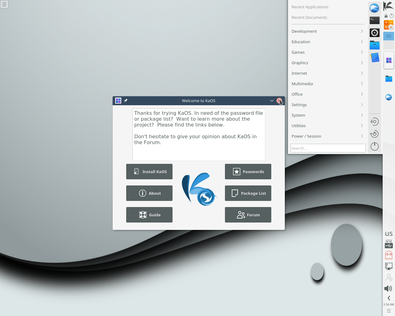 KaOS desktop screenshot: 2017.01