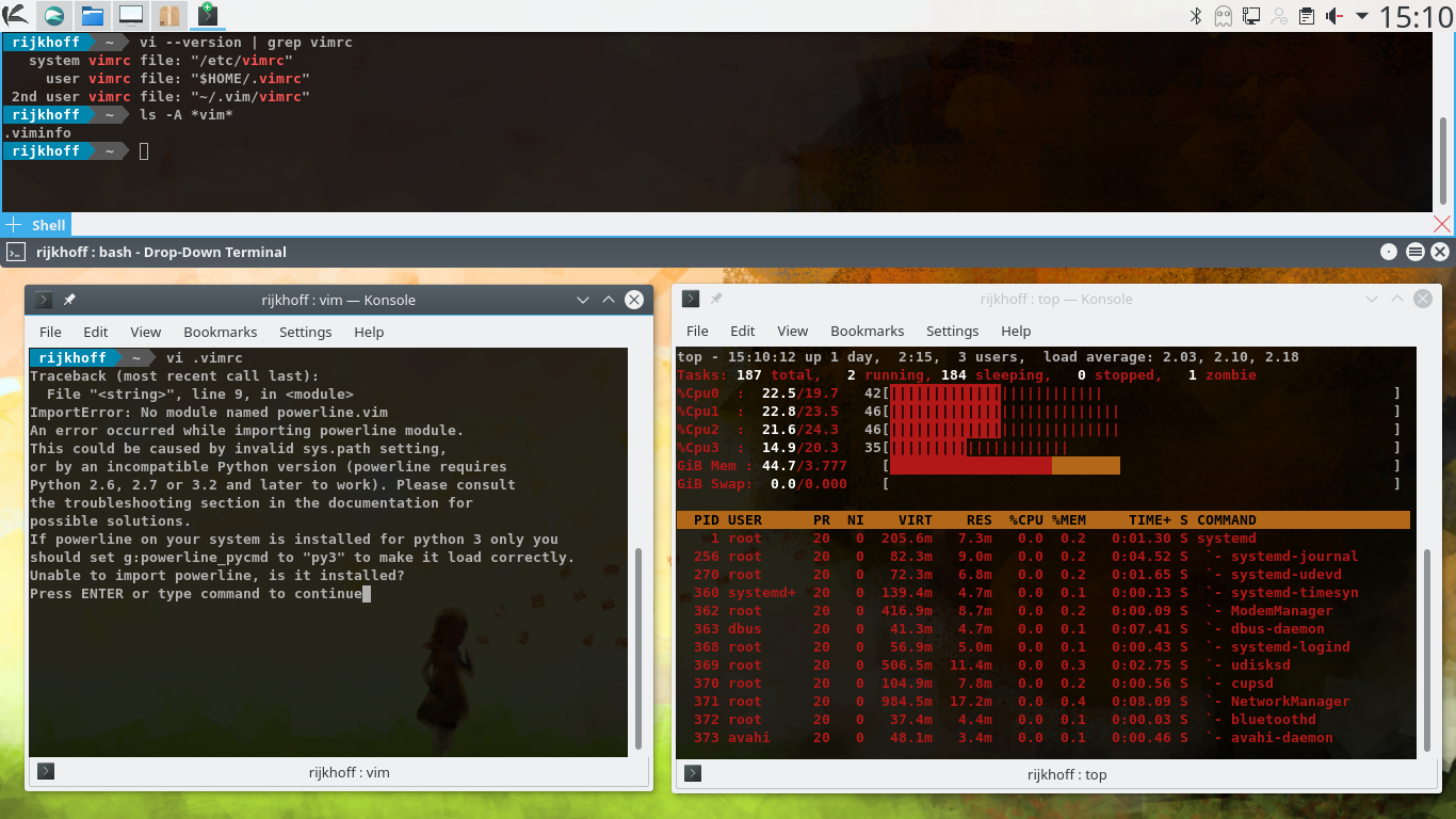 KaOS desktop screenshot: 2017.09 custom