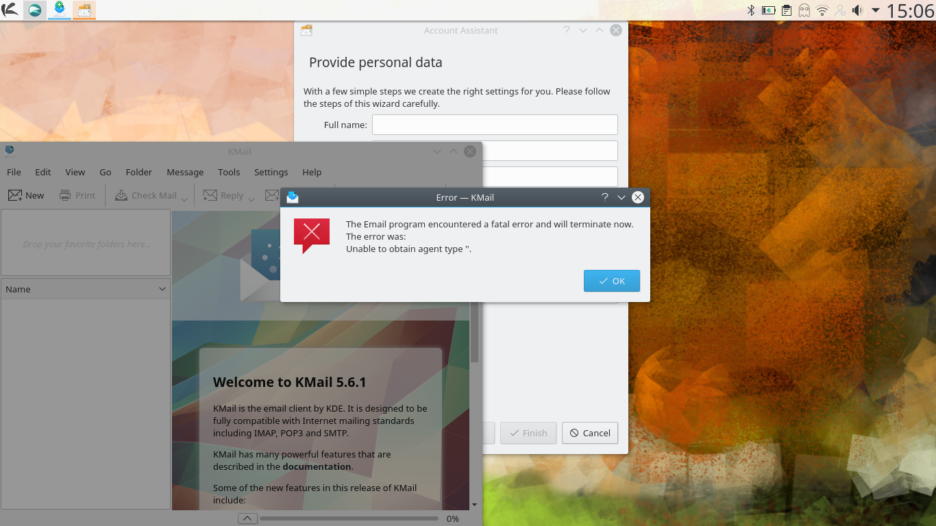 KaOS desktop screenshot: 2017.09 kmail