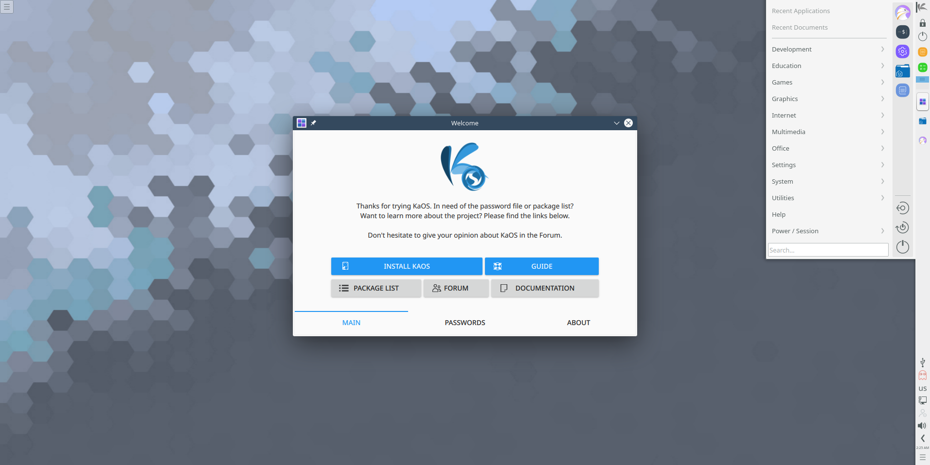 KaOS desktop screenshot: 2018.10