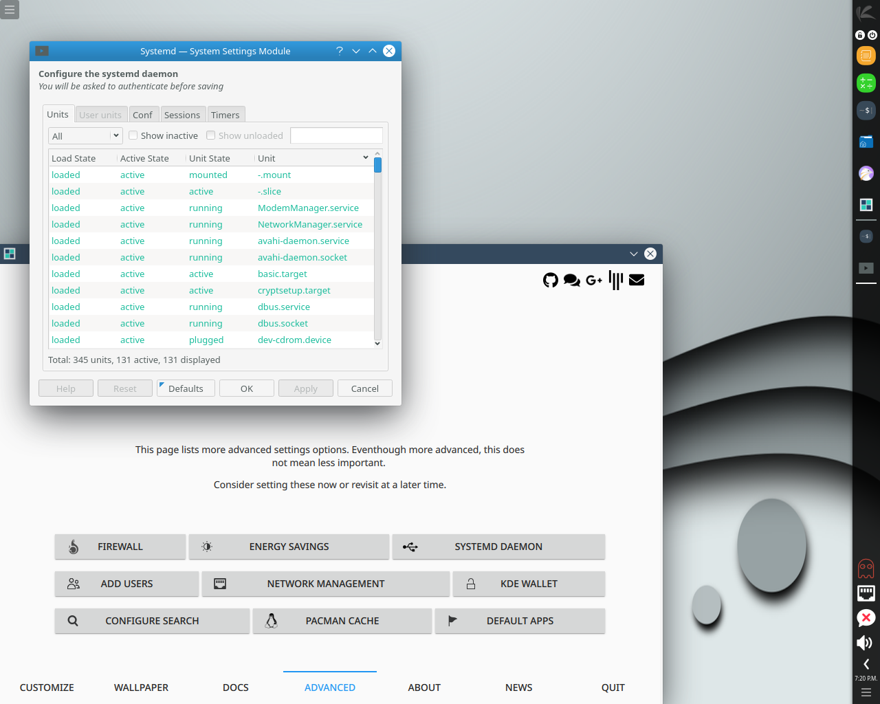 KaOS desktop screenshot: 2018.12 advanced