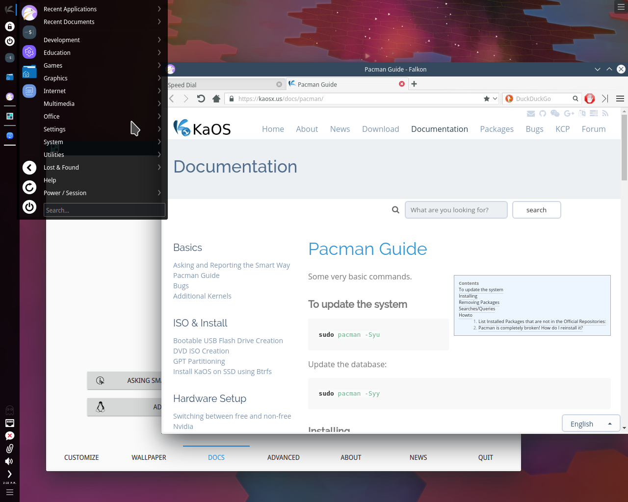KaOS desktop screenshot: 2018.12 wayland