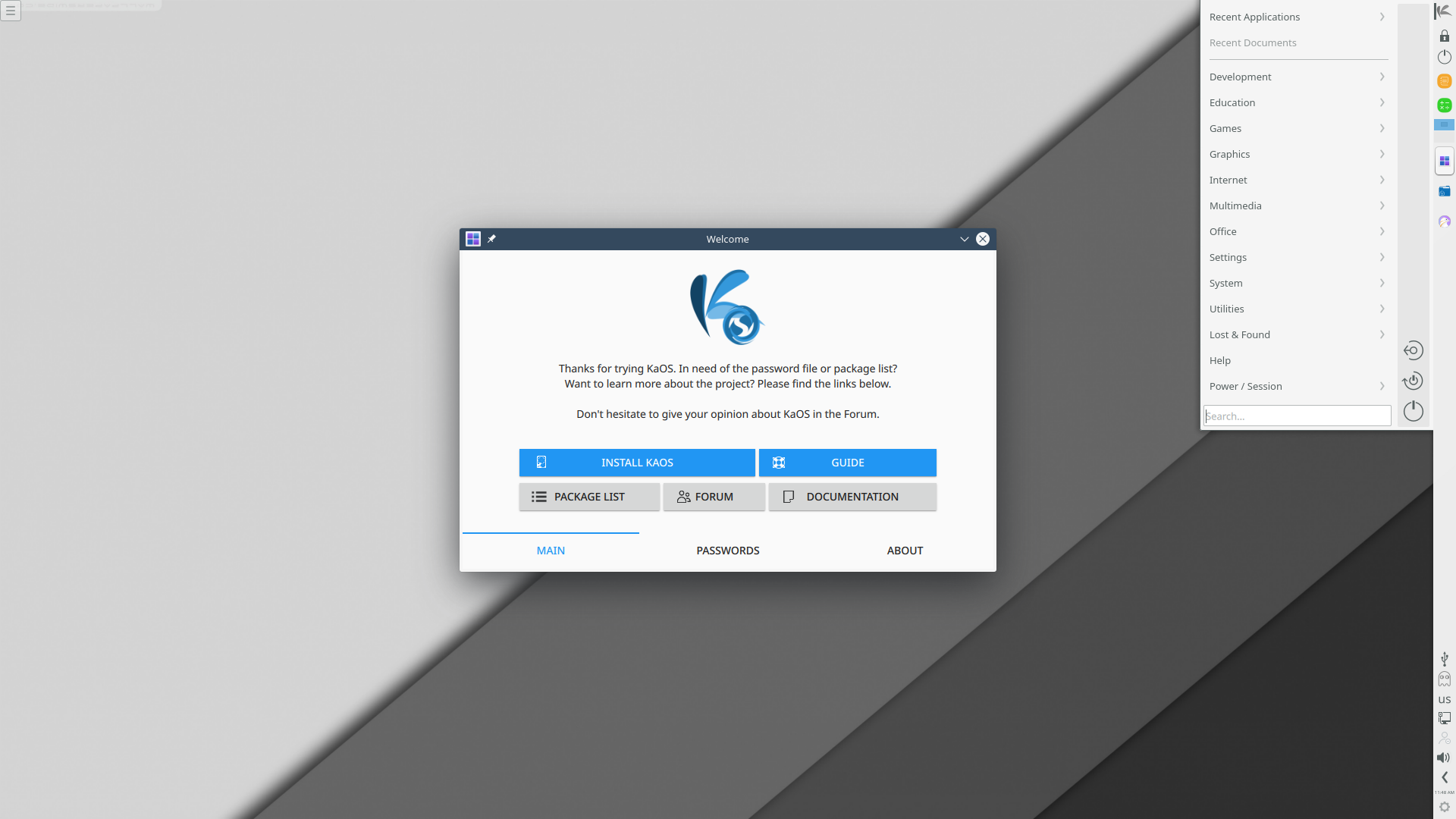 KaOS desktop screenshot: 2019.04