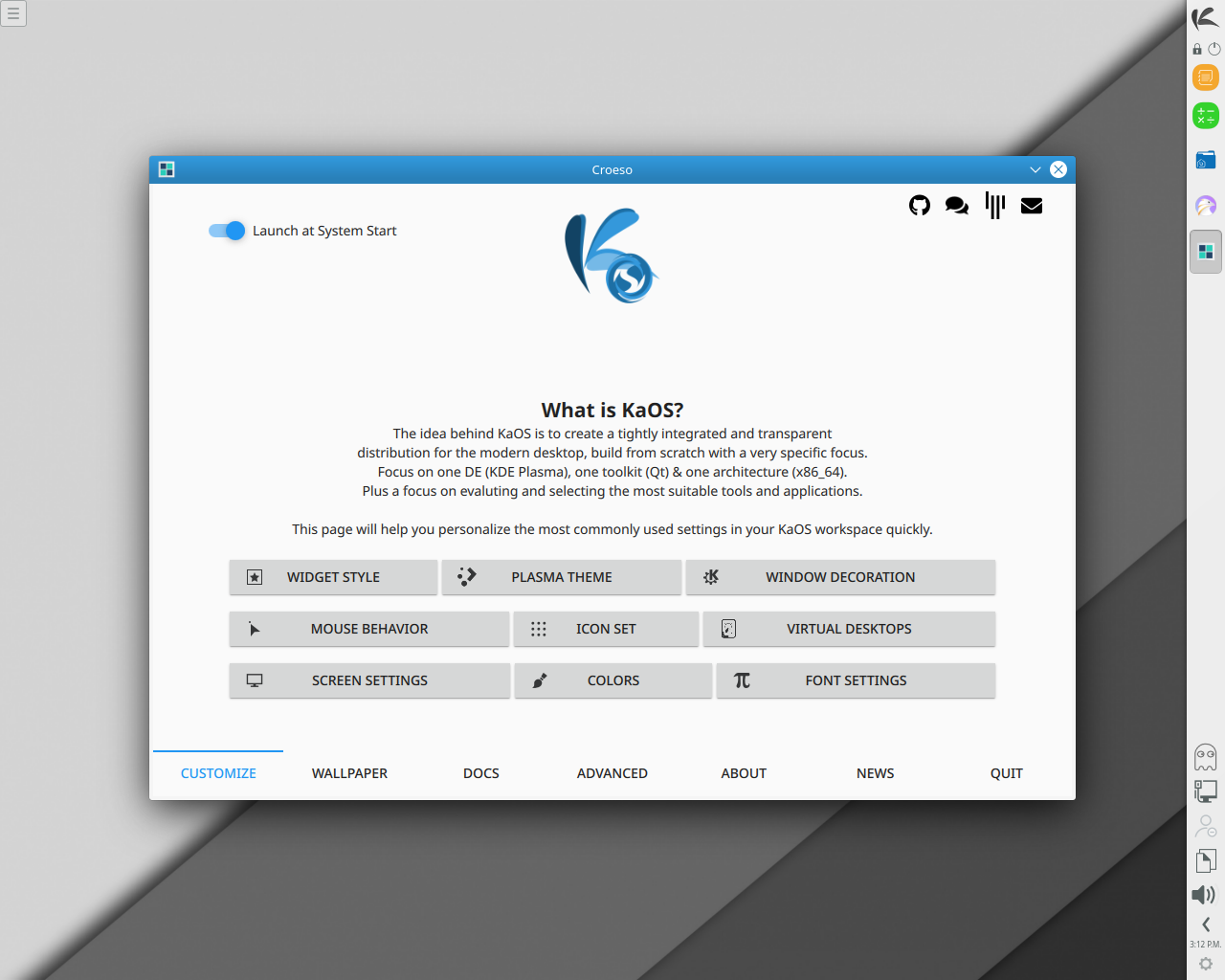 KaOS desktop screenshot: 2020.01 welcome