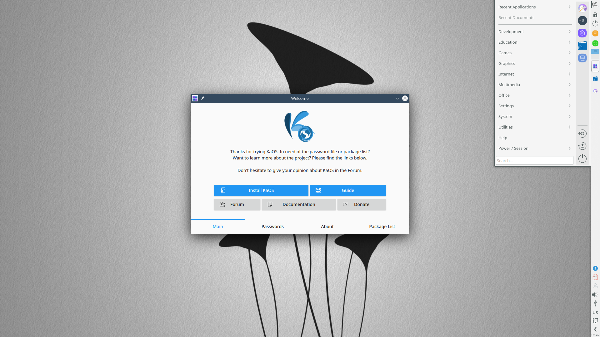 KaOS desktop screenshot: 2020.07