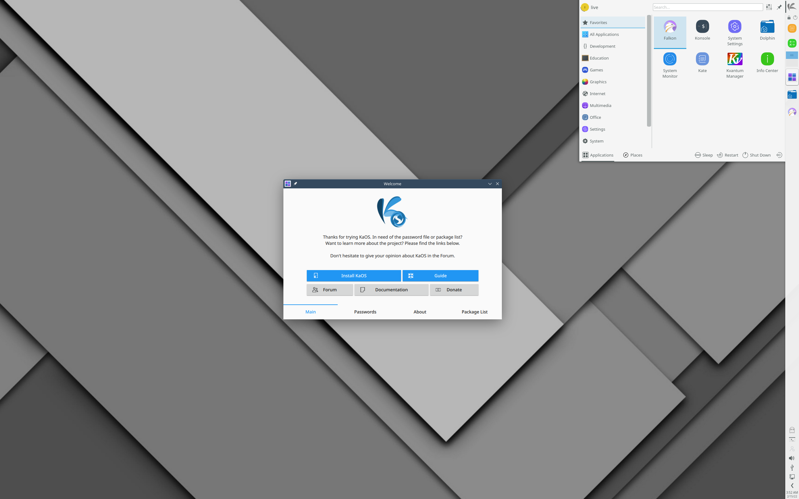 KaOS desktop screenshot: 2022.02