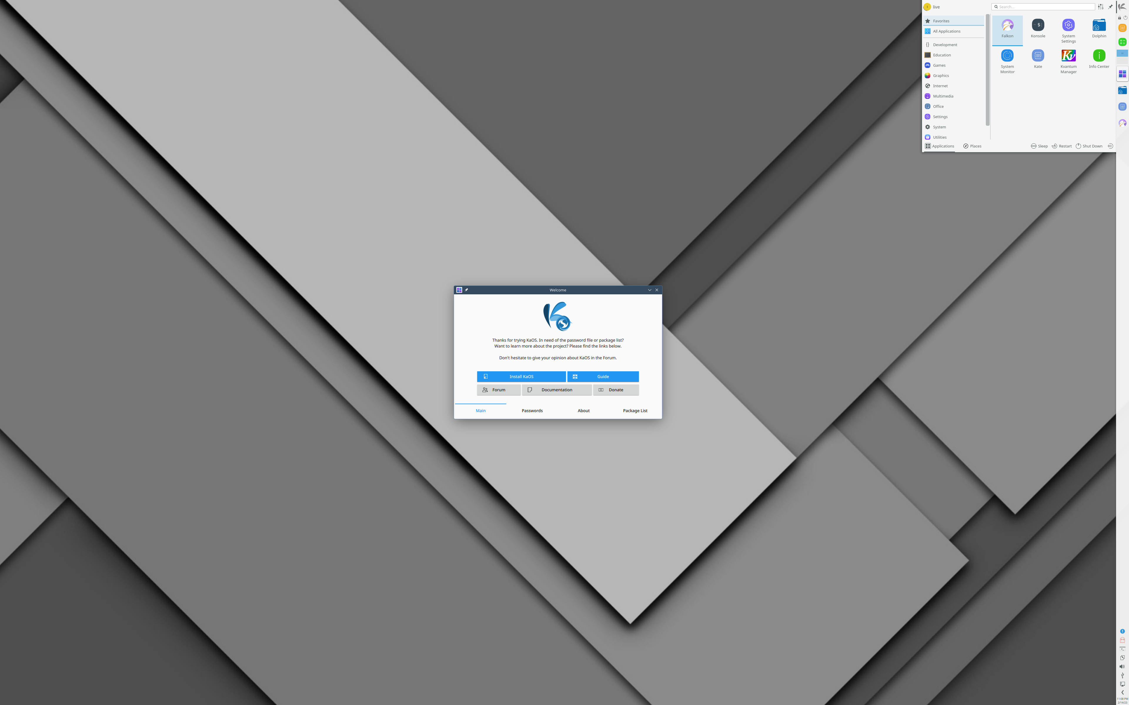 KaOS desktop screenshot: 2023.02