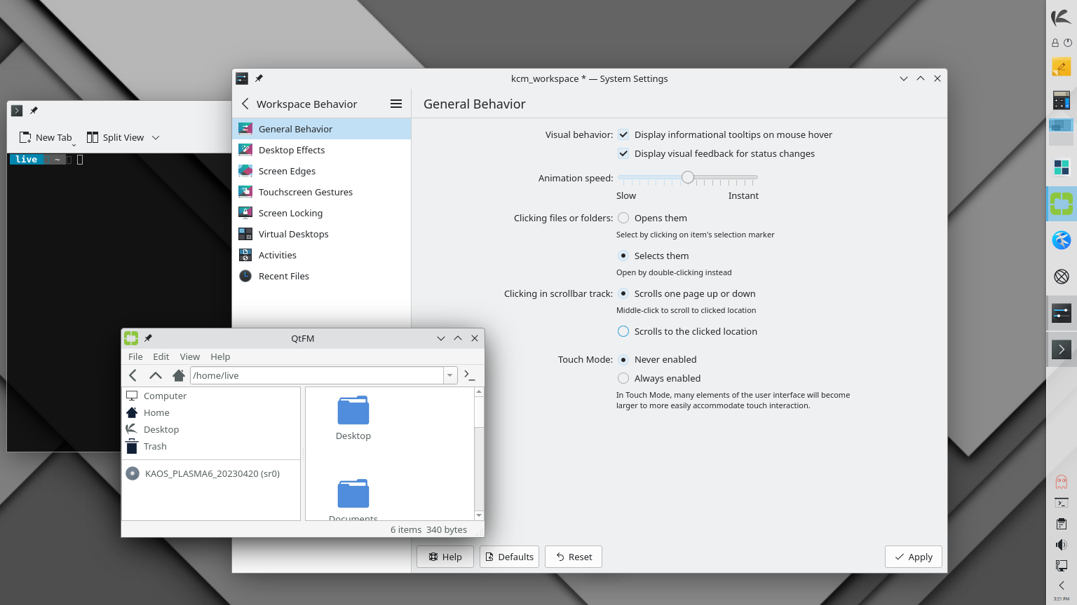 KaOS desktop screenshot: 2023.04.20 click