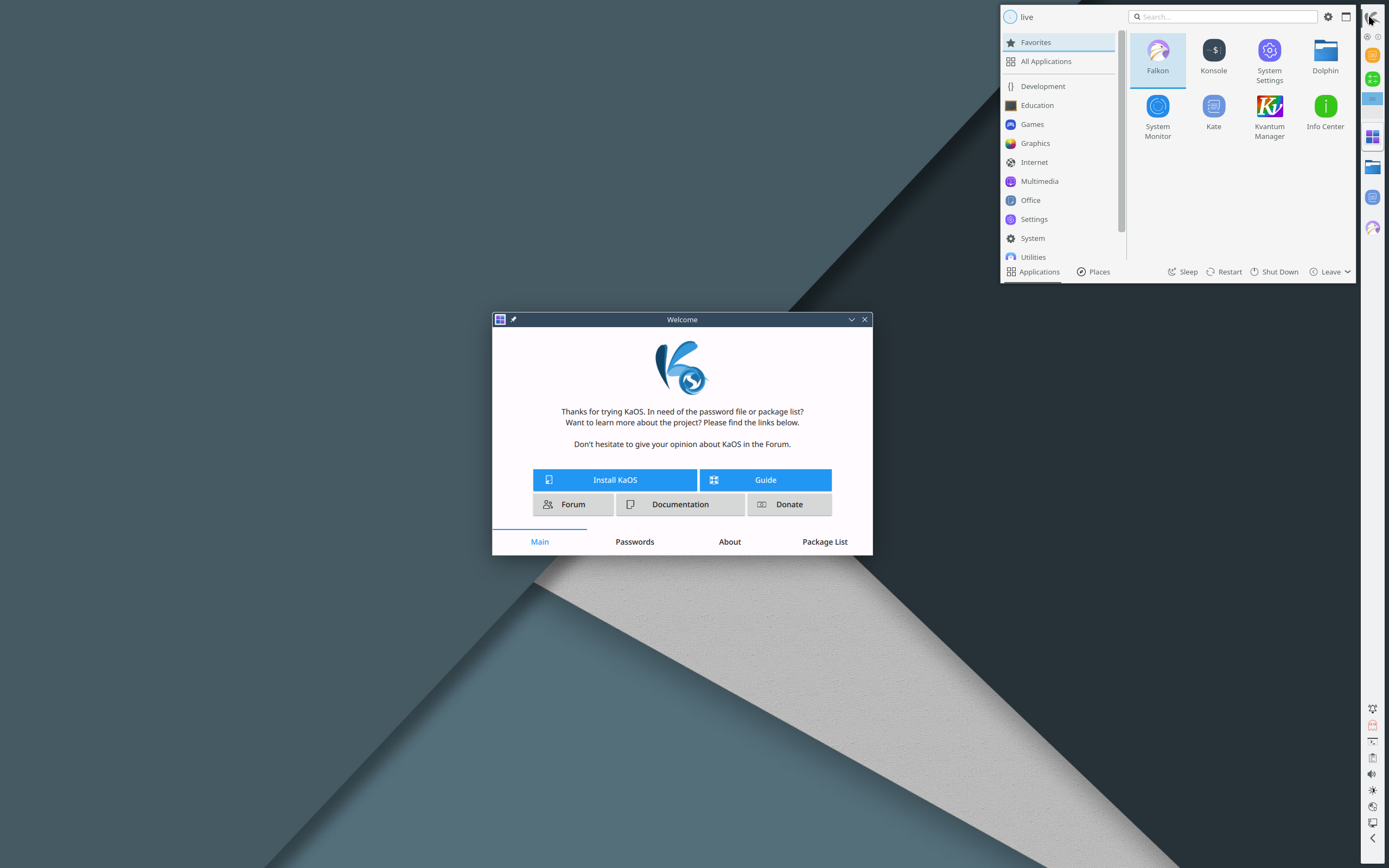 KaOS desktop screenshot: 2025.01