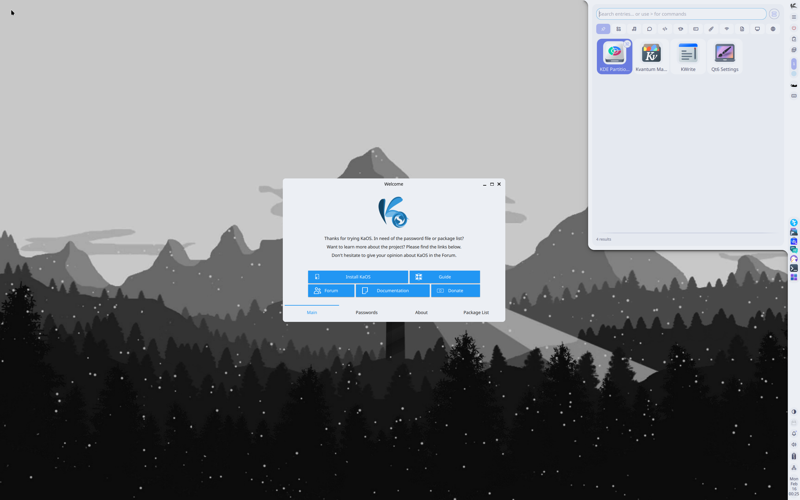 KaOS desktop screenshot: 2026.02