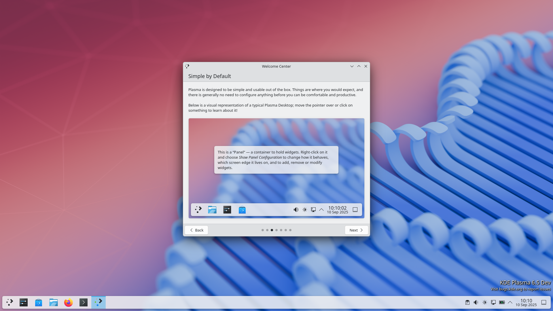 KDE Linux desktop screenshot: 2025 welcome