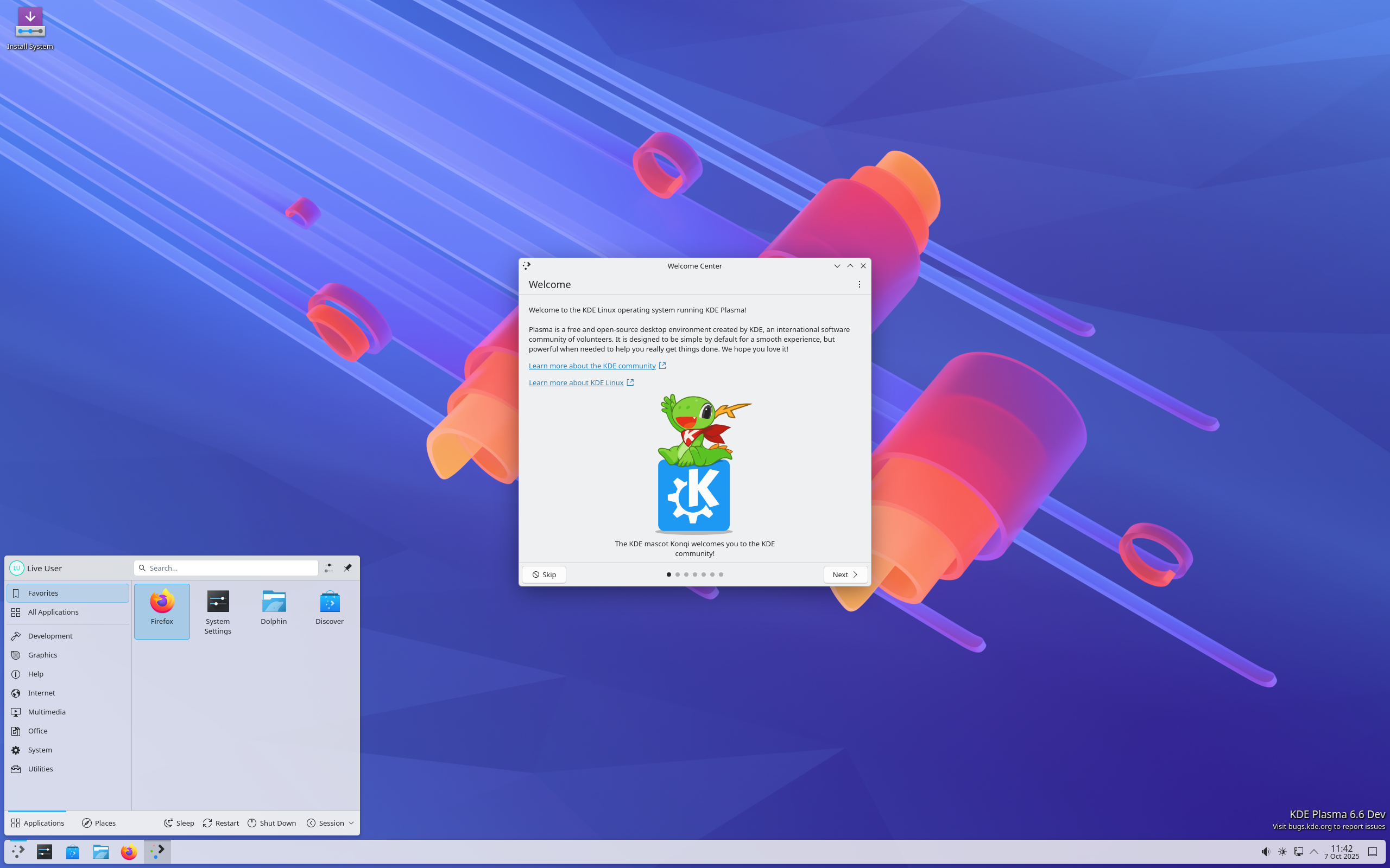 KDE Linux desktop screenshot: 20251007